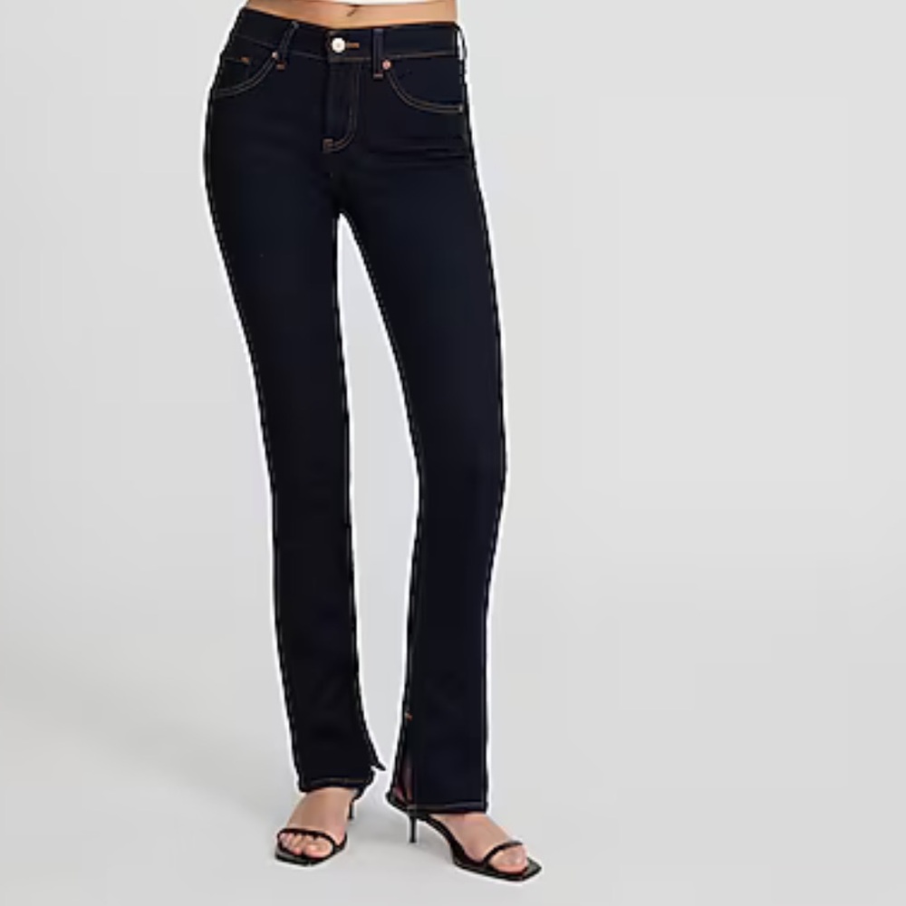 Express skyscraper midrise Dark Blue Wide Leg Jeans